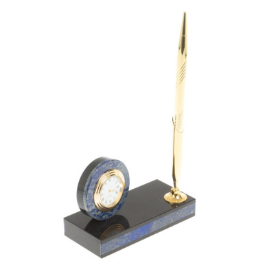 Подставка под ручку с часами &quot;Лазурит&quot; 7,5х5,5х21 см