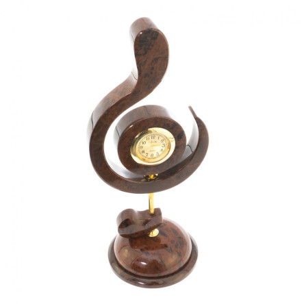 Настольные часы "Скрипичный ключ" коричневый обсидиан