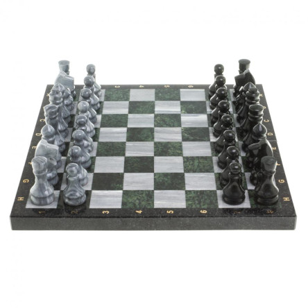 Настольная игра Шахматы Шашки Нарды 3 в 1 из камня мрамор змеевик