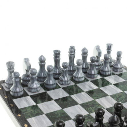 Настольная игра Шахматы Шашки Нарды 3 в 1 из камня мрамор змеевик