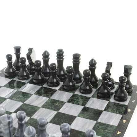 Настольная игра Шахматы Шашки Нарды 3 в 1 из камня мрамор змеевик