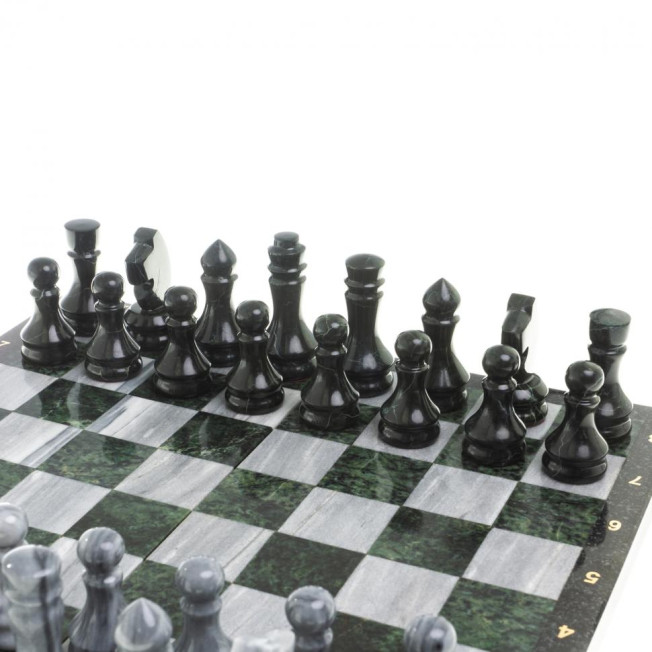 Настольная игра Шахматы Шашки Нарды 3 в 1 из камня мрамор змеевик