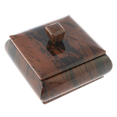 Шкатулка камень обсидиан коричневый 10,5х10,5х7 см