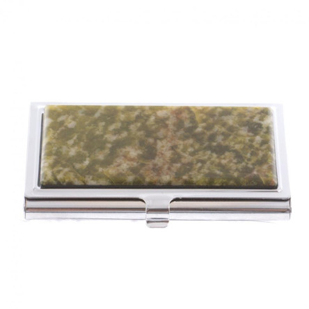 Карманная визитница из камня благородный офит цвет серебро