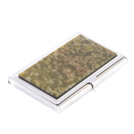 Карманная визитница из камня благородный офит цвет серебро