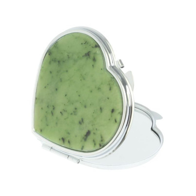 Зеркало карманное &quot;Сердце&quot; из нефрита цвет серебро