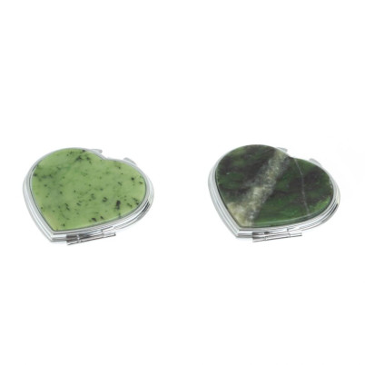 Зеркало карманное &quot;Сердце&quot; из нефрита цвет серебро