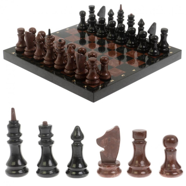 Шахматы "Классические" змеевик, лемезит доска 40х40 см