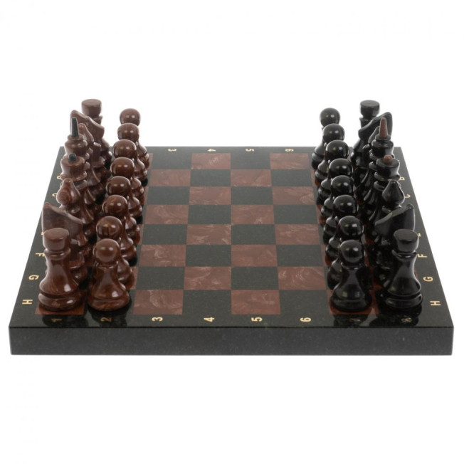 Шахматы "Классические" змеевик, лемезит доска 40х40 см