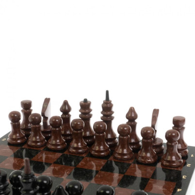 Шахматы "Классические" змеевик, лемезит доска 40х40 см