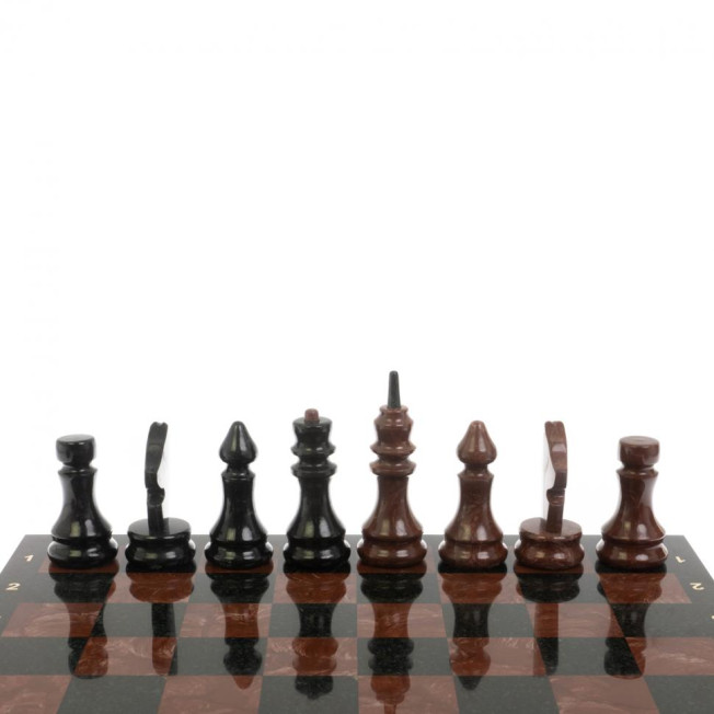 Шахматы "Классические" змеевик, лемезит доска 40х40 см