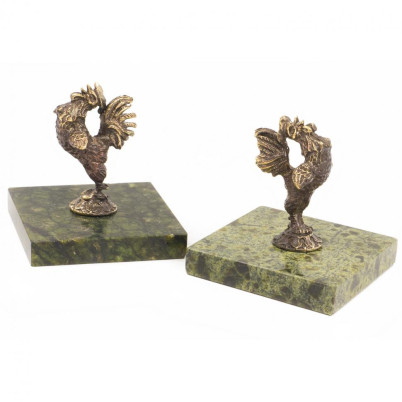 Статуэтка &quot;Петушок кричит&quot; большой бронза змеевик