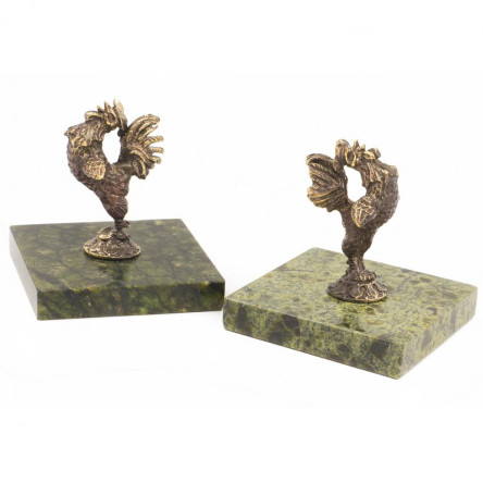 Статуэтка "Петушок кричит" большой бронза змеевик