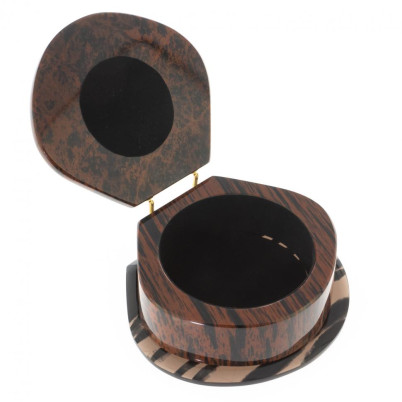 Шкатулка камень обсидиан коричневый &quot;Ракушка&quot; 14х12х6 см