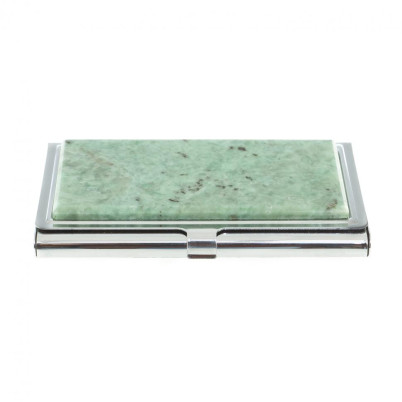 Карманная визитница из камня жадеит цвет серебро