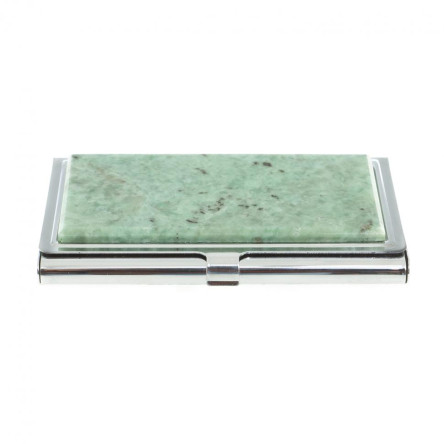 Карманная визитница из камня жадеит цвет серебро