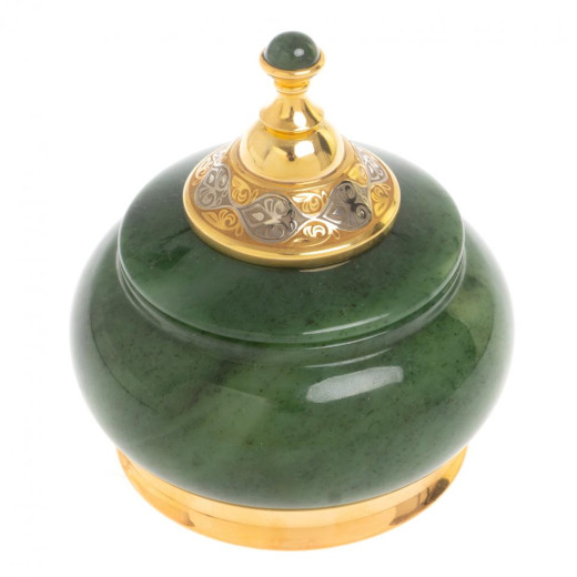 Икорница с крышкой "Нефритовая" Златоуст 9,5х9,5х10,5 см &mdash; 