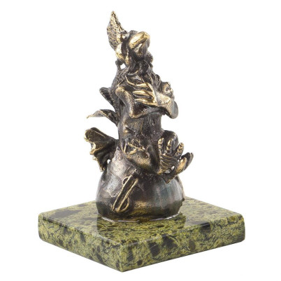 Статуэтка &quot;Петух на мешке с деньгами&quot; из бронзы и змеевика