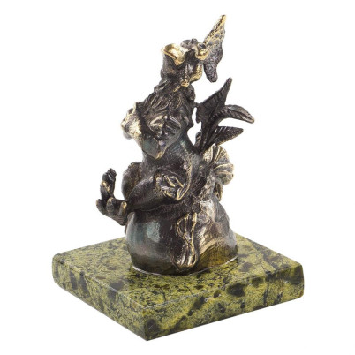 Статуэтка &quot;Петух на мешке с деньгами&quot; из бронзы и змеевика