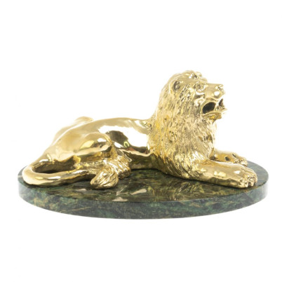 Статуэтка &quot;Лев&quot; из бронзы и шабровского змеевика