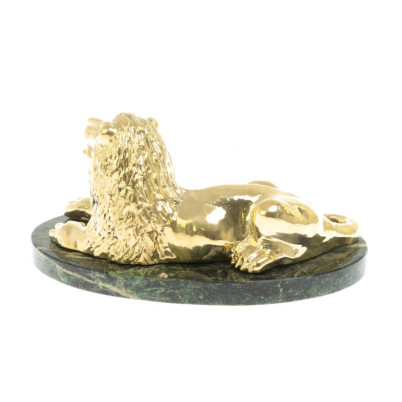 Статуэтка &quot;Лев&quot; из бронзы и шабровского змеевика