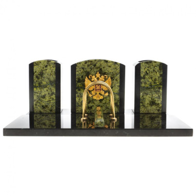 Настольный набор из змеевика &quot;Канцелярский&quot; с гербом РФ