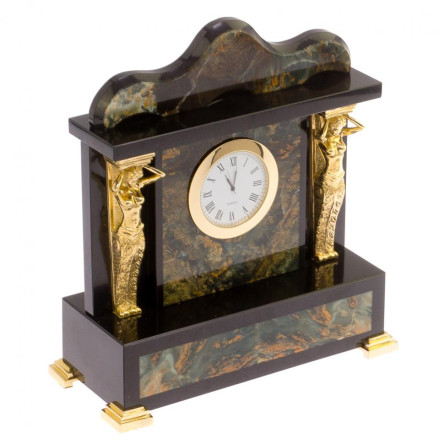 Часы "Кариатида" бронза долерит офиокальцит