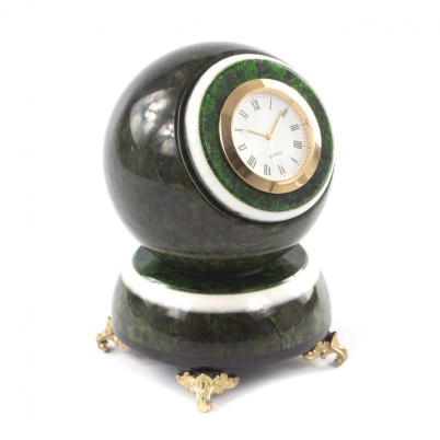 Настольные часы &quot;Шар Антистресс&quot; из темного змеевика 9,5 см