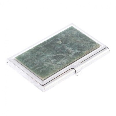 Карманная визитница из камня зеленый апатит