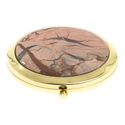 Зеркало круглое из яшмы цвет золото