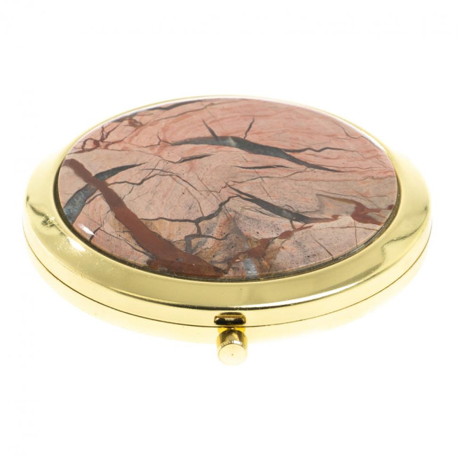 Зеркало круглое из яшмы цвет золото