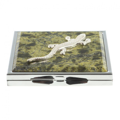 Зеркало квадратное из змеевика с ящерицей цвет серебро