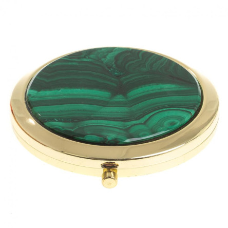 Зеркало круглое из камня малахит цвет золото
