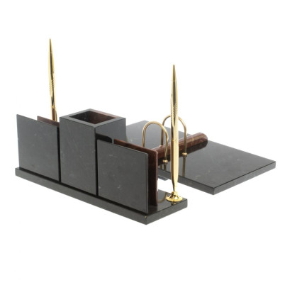 Настольный набор &quot;Офисный&quot; с часами камень лемезит