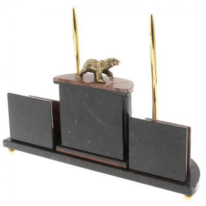 Настольный прибор &quot;Медведь&quot; из лемезита