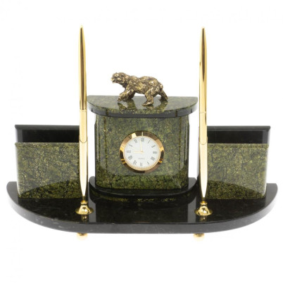 Письменный прибор &quot;Медведь&quot; из змеевика