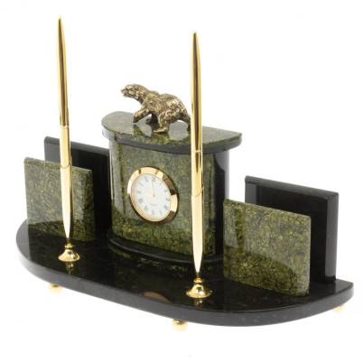 Письменный прибор &quot;Медведь&quot; из змеевика