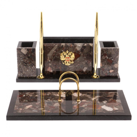 Письменный набор "Советник" с Гербом РФ из конгломерата