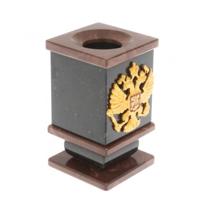 Стакан для ручек / карандашей &quot;Герб РФ&quot; из лемезита