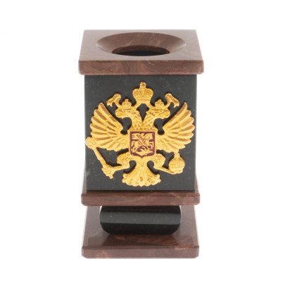 Стакан для ручек / карандашей &quot;Герб РФ&quot; из лемезита