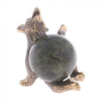 Декоративная фигурка &quot;Медведь с шаром сидит&quot; бронза камень