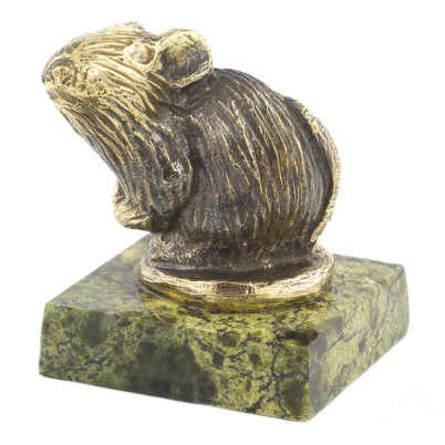 Статуэтка из бронзы и змеевика &quot;Крыса на подставке&quot;