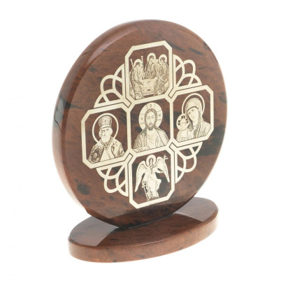 Икона настольная &quot;Иконостас&quot; камень обсидиан 6х2,5х6,5 см