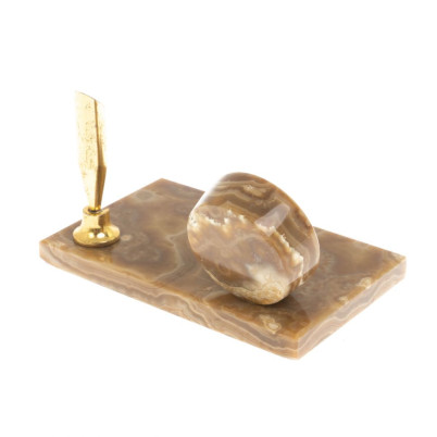 Письменный мини-набор из коричневого оникса 12,5х7,5х20 см (3х4)