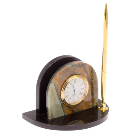 Визитница с часами из офиокальцита