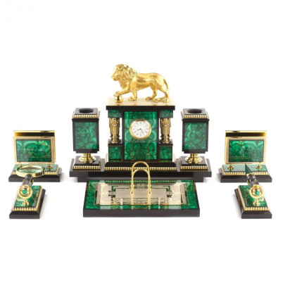 Настольный набор &quot;Лев&quot; малахит