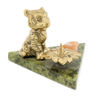 Подсвечник &quot;Тигрена&quot; бронза змеевик