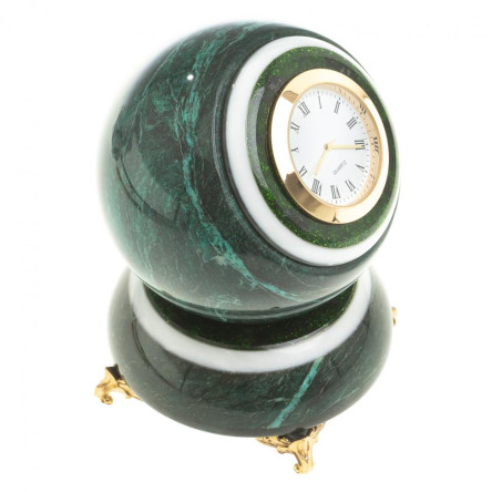 Сувенирные часы "Шар Антистресс" камень змеевик 9,5х9,5х13 см
