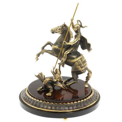 Cтатуэтка &quot;Святой Георгий Победоносец&quot; из бронзы и яшмы