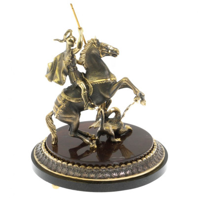 Cтатуэтка &quot;Святой Георгий Победоносец&quot; из бронзы и яшмы